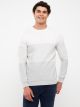 Crew Neck Long Sleeve Men's Tricot Sweater with Color Block