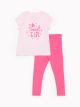 Crew Neck Short Sleeve Printed Baby Girl T-shirt and Leggings 2-Piece Set