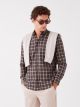 Regular Fit Long Sleeve Plaid Men's Shirt