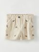 Elastic Waist Embroidery Detailed Baby Girl Velvet Shorts