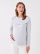 Crew Neck Self Patterned Long Sleeve Maternity Tricot Tunic