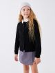 Crew Neck Basic Long Sleeve Girl Tricot Cardigan