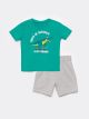 Crew Neck Short Sleeve Printed Baby Boy T-Shirt and Shorts 2-Piece Set