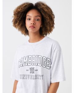 Crew Neck Cambridge University Printed Short Sleeve Oversize Women's T-Shirt