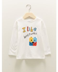 Crew Neck Long Sleeve Printed Cotton Baby Boy T-shirt