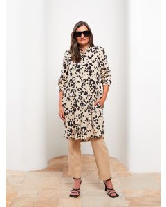 Long Sleeve Viscose Women's Tunic With Shirt Collar Pattern