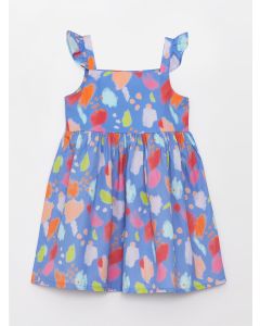 Square Collar Patterned Baby Girl Dress