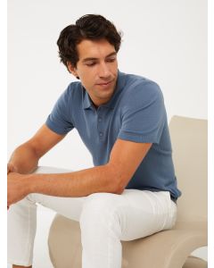 Polo Neck Short Sleeve Men's Tricot Sweater