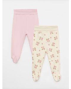 Elastic Waist Cotton Baby Girl Trousers 2 Pieces