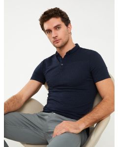 Polo Neck Short Sleeve Striped Men's T-Shirt