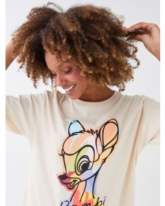 Crew Neck Bambi Printed Short Sleeve Women's T-Shirt