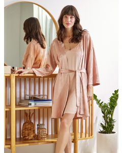 Shawl Collar Patterned Satin Women's Dressing Gown