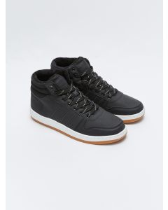 Leather Look Lace-Up Ankle-Length Men's Sneakers