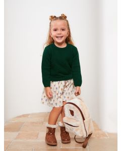 Crew Neck Long Sleeve Baby Girl Dress