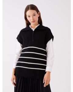 Shirt Collar Striped Oversize Women's Knitwear Sweater