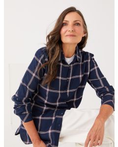 Buttoned Plaid Long Sleeve Gabardine Women's Shirt