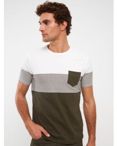 Crew Neck Short Sleeve Color Block Men's T-Shirt