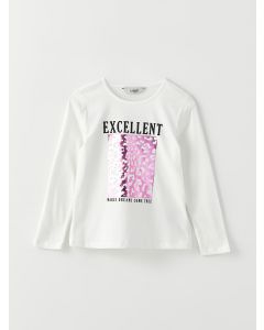 Crew Neck Printed Long Sleeve Girl T-shirt