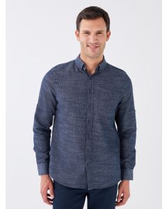 Regular Fit Long Sleeve Dobby Weave Men's Shirt