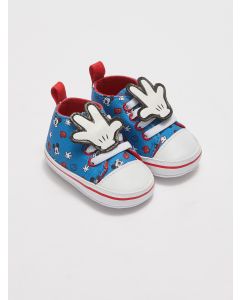 Printed Mickey Mouse Licensed Lace-Up Applique Detailed Baby Boy Pre-Toddler Shoes