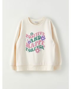 Crew Neck Printed Long Sleeve Girl Sweatshirt