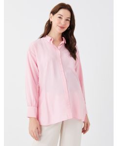 Shirt Collar Straight Long Sleeve Poplin Maternity Tunic