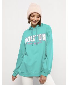 Hooded Printed Long Sleeve Women's Sweatshirt