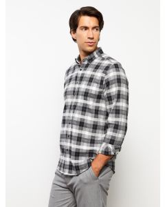 Regular Fit Long Sleeve Plaid Men's Shirt