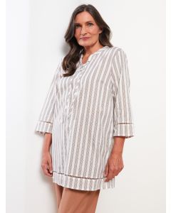 Women's Crew Neck Striped Cotton Tunic