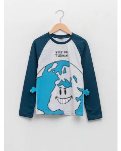 Crew Neck Printed Long Sleeve Boy T-shirt