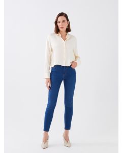 Women's High Waisted Slim Fit Regular Denim Trousers