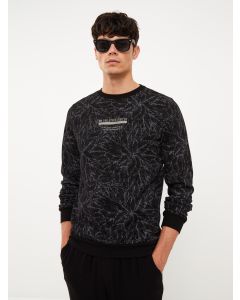 Crew Neck Long Sleeve Patterned Men's Sweatshirt