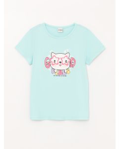 Crew Neck Printed Short Sleeve Girl T-shirt