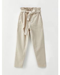 Elastic Waist Basic Gabardine Girl Trousers