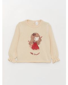 Crew Neck Long Sleeved Baby Girl Sweater