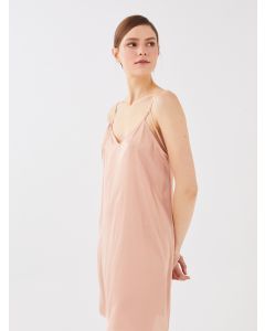 V-Neck Straight Strap Satin Women's Nightgown