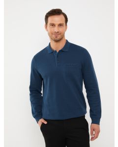 Polo Neck Long Sleeve Men's Sweatshirt