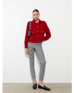 Regular Waist Slim Fit Plaid Women's Trousers