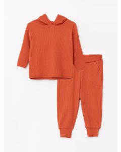 Hooded Long Sleeve Basic Baby Boy Sweatshirt and Trousers 2-Pack Set