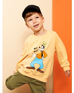 Crew Neck Long Sleeve Goofy Printed Baby Boy Sweatshirt