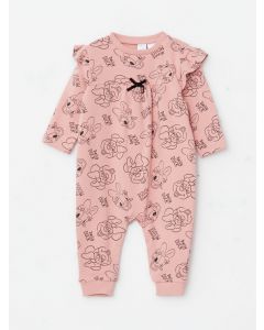 Crew Neck Long Sleeve Disney Printed Baby Girl Rompers