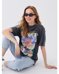 Crew Neck Printed Short Sleeve Oversized T-Shirt