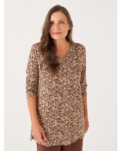 V Neck Patterned Long Sleeve Women's Tunic