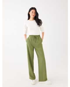 Women's Elastic Waist Relaxed Fit Regular Trousers