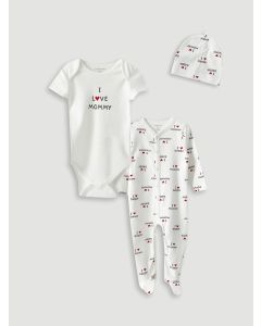 Crew Neck Printed Baby Girl Hospital Outlet Set of 3