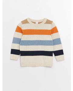 Crew Neck Long Sleeve Striped Baby Boy Tricot Sweater