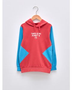 Hooded Printed Long Sleeve Boy Sweatshirt