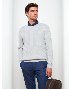 Crew Neck Long Sleeve Men's Tricot Sweater