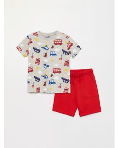 Crew Neck Short Sleeve Printed Baby Boy T-Shirt and Shorts 2-Piece Set