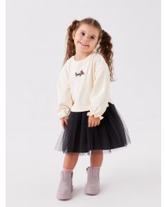 Crew Neck Embroidered Baby Girl Dress